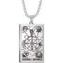 VASSAGO Tarot Stainless Steel X Wheel of Fortune Tarot Card Pendant Laser Engraved Celtic Astrology Divination Magic Amulet Necklace