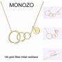 MONOZO Christian Gifts for Women Necklace, 14k Gold Filled Three Circle Christian Necklace Girls Initial Letter Necklace Religious Gifts for Grandma from Granddaughter