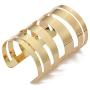 QTMY Alloy Metal Gold Hollow Hoop Open Cuff Wide Bracelet Bangle