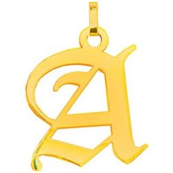 WIN JEWELRY 14K Authentic Gold Old English Inital Pendant