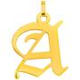 WIN JEWELRY 14K Authentic Gold Old English Inital Pendant