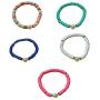 5 Pcs Clay Beaded Bracelets Stackable Faux Pearl Summer Bracelets Boho Rainbow Friendship Bracelets Lightweight African Vinyl Beaded Bracelet for Women Girls Jewelry