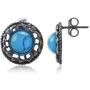 Sterling Silver Turquoise Round Earrings Pendant Set Necklace Chain 18 Inches