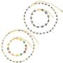 Yaomiao 4 Pieces Evil Eye Choker Bracelet Set Gold Plated Evil Eye Necklaces and Bracelets for Women, Blue and Colorful