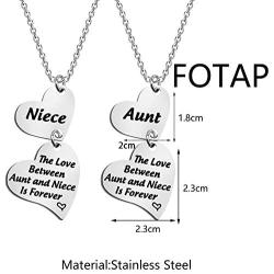 FOTAP Aunt and Niece Gifts The Love Between Aunt and Niece is Forever Necklaces Set Auntie Gift Niece Necklaces