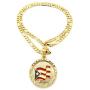 Fashion 21 Puerto Rico Flag Pendant 5mm 24'' Figaro Chain Necklace Gold Tone