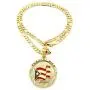 Fashion 21 Puerto Rico Flag Pendant 5mm 24'' Figaro Chain Necklace Gold Tone Fashion 21 Puerto Rico Flag Pendant 5mm 24'' Figaro Chain Necklace Gold Tone