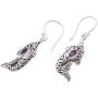 Novica Purple Dolphin Amethyst Dangle Earrings For Girls Womens
