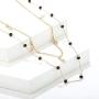 Evazen Boho Layered Necklace Gold Leaf Choker Necklaces with Black Bead Adjustable Fashion Chain Jewelry for Women and Girls
