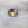 Rainbow Baguette Band Ring Anniversary Eternity Band Cubic Zirconia Ring Crystal Wedding Cocktail Rings Fashion Luxury Jewelry for Women Girl