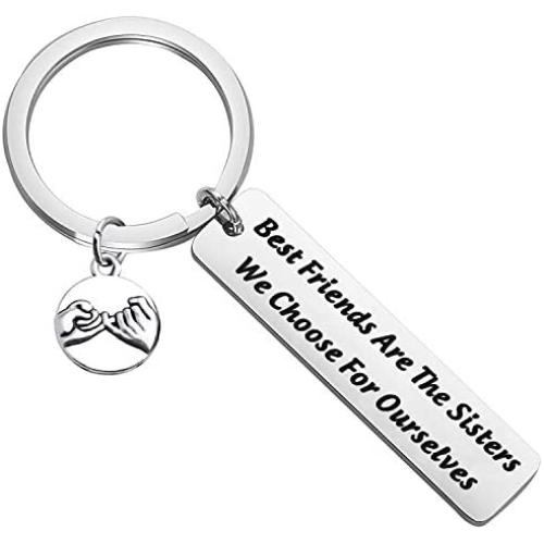 BEKECH BFF Gifts Friendship Jewelry Best Friends are The Sisters We Choose for Ourselves Pinky Promise Charm Keychain Besties Gift BFF Soul Sister Friendship Gift Best Friend Keyring Gift