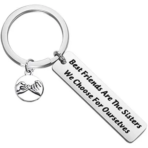 BEKECH BFF Gifts Friendship Jewelry Best Friends are The Sisters We Choose for Ourselves Pinky Promise Charm Keychain Besties Gift BFF Soul Sister Friendship Gift Best Friend Keyring Gift