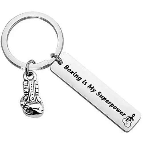 PENQI Fitness Boxing Keychain Boxing Glove Jewelry Sports Jewelry Fitness Gift for Boxing Lover Boxing is My Superpower Keychain PENQI Fitness Boxing Keychain Boxing Glove Jewelry Sports Jewelry Fitness Gift for Boxing Lover Boxing is My Superpower Keychain
