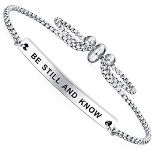 Dainty Cuff Bracelet - Be Still And Know - Christian Bangle Jewellery Gift for Her
