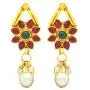 Aheli Bollywood Flower Shape Multicolor Colored Faux Stone Wedding Necklace Earrings Indian Fashion Jewelry Set for Women