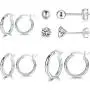 GULICX 3 Pairs Sterling Silver Small Hoop Stud Earrings Hypoallergenic Huggie Hinged Unisex Sleeper Hoops Earrings, Tiny Cartilage CZ Ball Earrings Piercing Jewellery for Women Girls GULICX 3 Pairs Sterling Silver Small Hoop Stud Earrings Hypoallergenic Huggie Hinged Unisex Sleeper Hoops Earrings, Tiny Cartilage CZ Ball Earrings Piercing Jewellery for Women Girls
