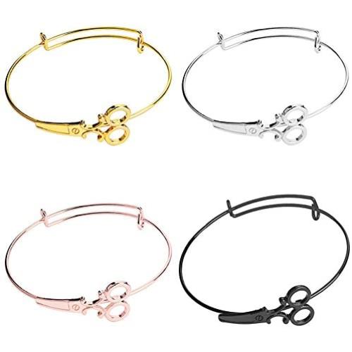 Meiligo Fashion Woman Hairdresser Scissors Bangle Hair Stylist Dryer Charm Bracelet Jewelry Shears Pendant