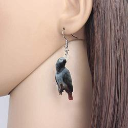 NEWEI Acrylic Novelty African Grey Parrots Bird Earrings Dangle Drop For Women Girl Wild Animal Jewelry Charm Gifts