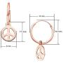 Big Apple Hoops - Easter Sunday High Polished Peace Sign Charm Hoop Earrings Made from Genuine 925 Sterling Silver in 3 Color Rose, Silver or Gold with Protective Electrocoated Finish for Maximum Anti-Tarnish