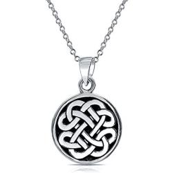 Personalized Engravable Celtic Knot Irish Friendship Round Circle Medallion Pendant Necklace Women Men Sterling Silver