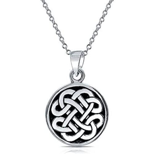 Personalized Engravable Celtic Knot Irish Friendship Round Circle Medallion Pendant Necklace Women Men Sterling Silver
