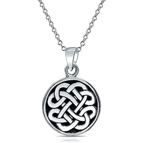 Personalized Engravable Celtic Knot Irish Friendship Round Circle Medallion Pendant Necklace Women Men Sterling Silver Personalized Engravable Celtic Knot Irish Friendship Round Circle Medallion Pendant Necklace Women Men Sterling Silver