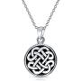Personalized Engravable Celtic Knot Irish Friendship Round Circle Medallion Pendant Necklace Women Men Sterling Silver