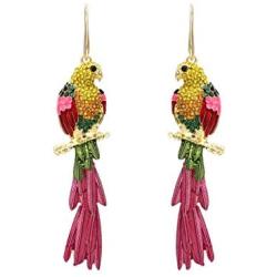 Parrot Earrings for Women,Zircon Drop Dangle Earrings Hypoallergenic,Boho Animal Earrings for Girls,Gifts for Bird Lovers
