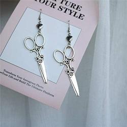 Infinity Love Heart Scissors Earrings Punk Gothic Heart Shears Dangle Drop Earrings for Hairdresser fashion jewelry Gifts