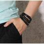 LKYOU JEWELRY Black Leather Bracelet Set for Men Cuff Multilayer Braided Bracelet Handmade Jewelry