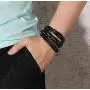 LKYOU JEWELRY Black Leather Bracelet Set for Men Cuff Multilayer Braided Bracelet Handmade Jewelry LKYOU JEWELRY Black Leather Bracelet Set for Men Cuff Multilayer Braided Bracelet Handmade Jewelry