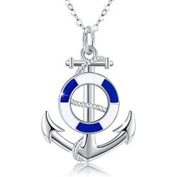 CUOKA MIRACLE Anchor Necklace, S925 Sterling Silver Sailor Necklace Rudder Nautical Necklace Anchor Pendant Jewelry Gifts for Women and Men