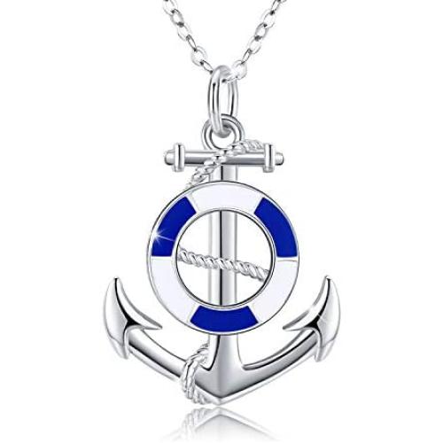 CUOKA MIRACLE Anchor Necklace, S925 Sterling Silver Sailor Necklace Rudder Nautical Necklace Anchor Pendant Jewelry Gifts for Women and Men