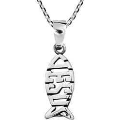 AeraVida Beautiful Christian “Jesus Fish” .925 Sterling Silver Pendant Necklace