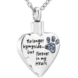 Fashion Pet Cremation Jewelry Stainess Steel Heart Keepsake Ashes Necklace Dog Cat Paw Memorial Urn Pendant