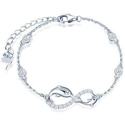 Unendlich U Solid 925 Silver Jewelry Dolphin Infinity Symbol Earrings Bracelet Necklace