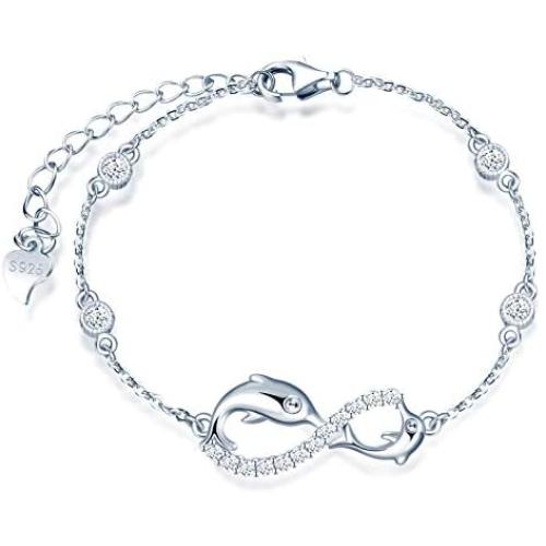 Unendlich U Solid 925 Silver Jewelry Dolphin Infinity Symbol Earrings Bracelet Necklace