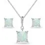 Sterling Silver Genuine or Synthetic Gemstone Studded Solitaire Necklace & Stud Earrings Set Sterling Silver Genuine or Synthetic Gemstone Studded Solitaire Necklace & Stud Earrings Set