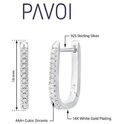 PAVOI 14K Gold Plated 925 Sterling Silver Cubic Zirconia U-Shaped Huggie Earrings in Rose Gold, White Gold and Yellow Gold