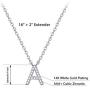 MONOOC Cubic Zirconia Initial Necklace, 14K White Gold Plated CZ Initial Letter Necklaces Dainty Simulated Diamond Gold Alphabet Pendant Womens Monogram Necklace Initial Jewelry Gifts for Women Girls
