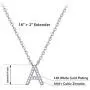 MONOOC Cubic Zirconia Initial Necklace, 14K White Gold Plated CZ Initial Letter Necklaces Dainty Simulated Diamond Gold Alphabet Pendant Womens Monogram Necklace Initial Jewelry Gifts for Women Girls