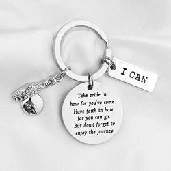 FUSTMW Bowling Ball Keychain Bowling Team Gifts Bowling Coach Keychain Bowling Player Inspiration Gifts for Bowling Lovers Jewelry Take Pride in How Far You Have Come