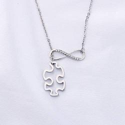 Autism Awareness Necklace Autism Puzzle Infinity Y Lariat Necklace Asperger Awareness Jewelry Autism Mom Teacher Girl Gifts
