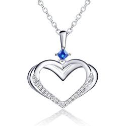 Caperci Sterling Silver Diamond Accent Kindred Heart Necklace - Mothers Day Jewelry Gifts for Mom/Wife