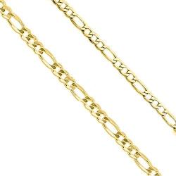 Gold Plated Stainless Steel 4.5 5MM Figaro Link Chain- Men and Women Necklace Jewelry