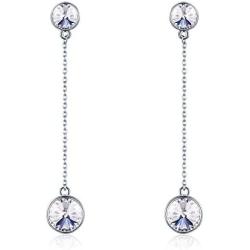 SBLING Platinum-Plated Drop Earrings Made with Swarovski Crystals (4.25 cttw)-Gifts for Women/Girls