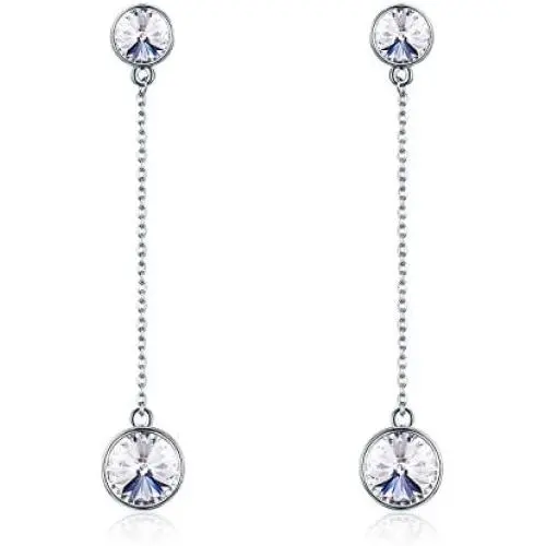 SBLING Platinum-Plated Drop Earrings Made with Swarovski Crystals (4.25 cttw)-Gifts for Women/Girls SBLING Platinum-Plated Drop Earrings Made with Swarovski Crystals (4.25 cttw)-Gifts for Women/Girls