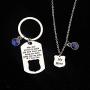 Police Officer Gift Police Necklace Keychain Matching Set Blue Line Policemen Gifts Police Wife Mom Jewelry Gifts May God Protect You from Harm