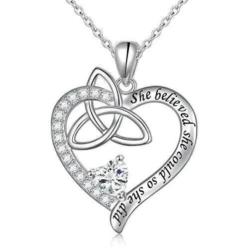 Inspirational Jewelry Sterling Silver She Believed She Could So She Celtic Did Love Heart Necklace,18'' Inspirational Jewelry Sterling Silver She Believed She Could So She Celtic Did Love Heart Necklace,18''