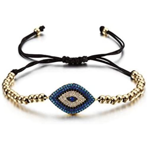CIUNOFOR Evil Eye Charm Bracelet Gold Rose Gold Plated Stainless Steel Bead Link Italian Style for Women Girls …